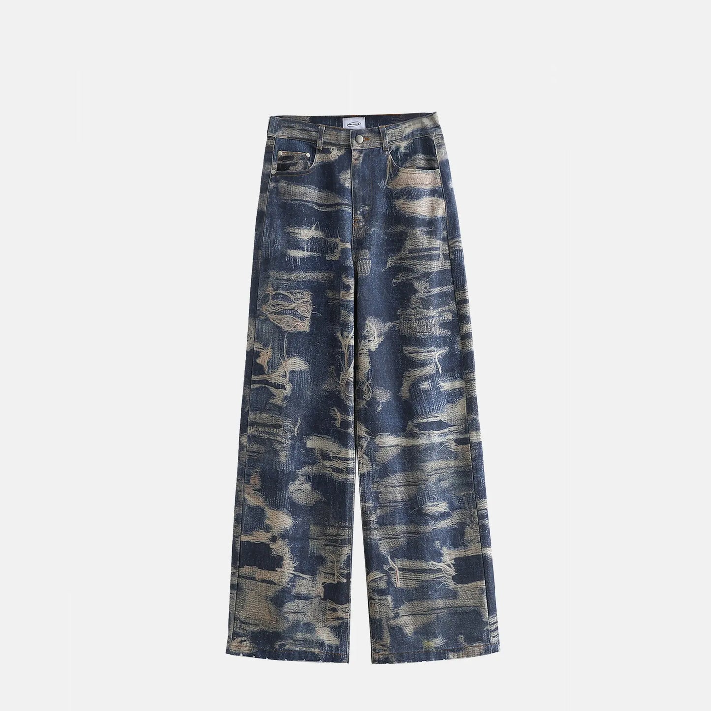 Men's Casual Digital Print Distressed Jeans