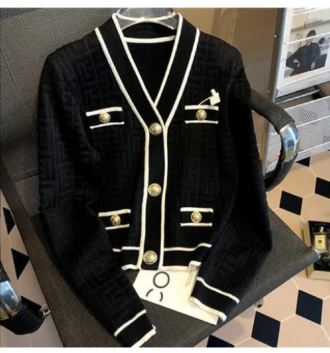 V-Neck Knitting Cardigan Coat Women's Fashion Sweater