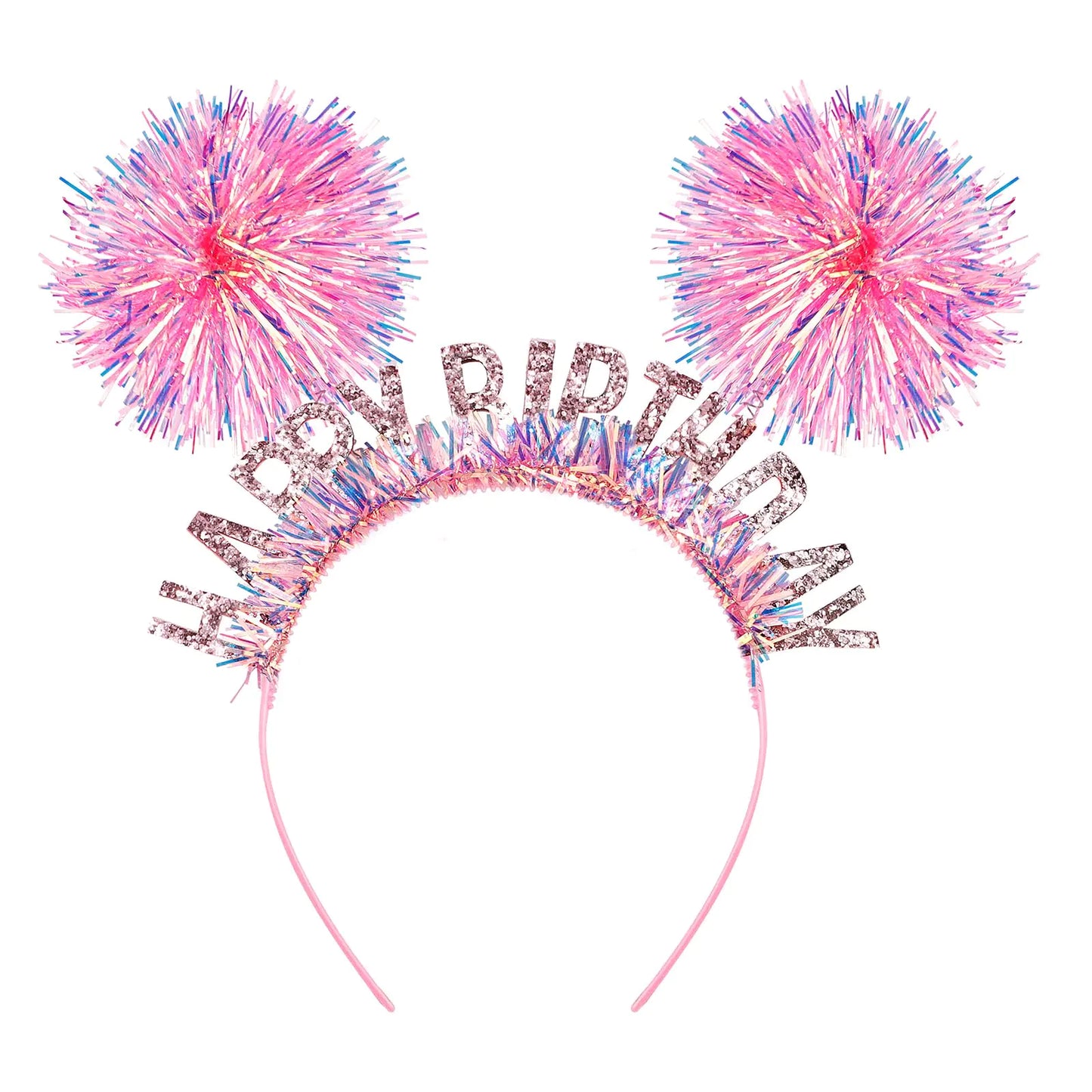 Chanaco Happy Birthday Headband for Women Glitter Rainbow Tassel Birthday Crown for Girls Birthday Party Decorations for Toddler Birthday Tiara Hair Accessory for Kids Sweet Birthday Gifts
