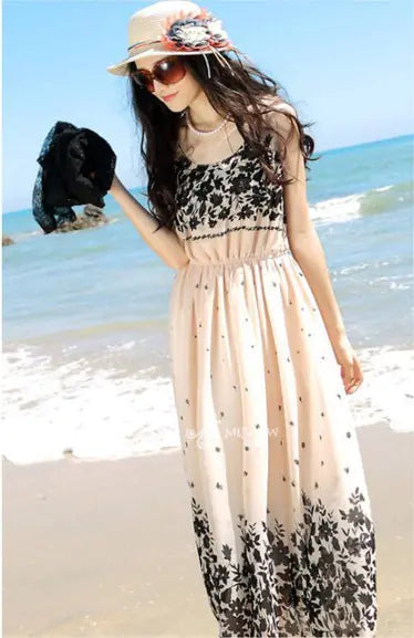Bohemian Floral Chiffon Maxi Dress for Women