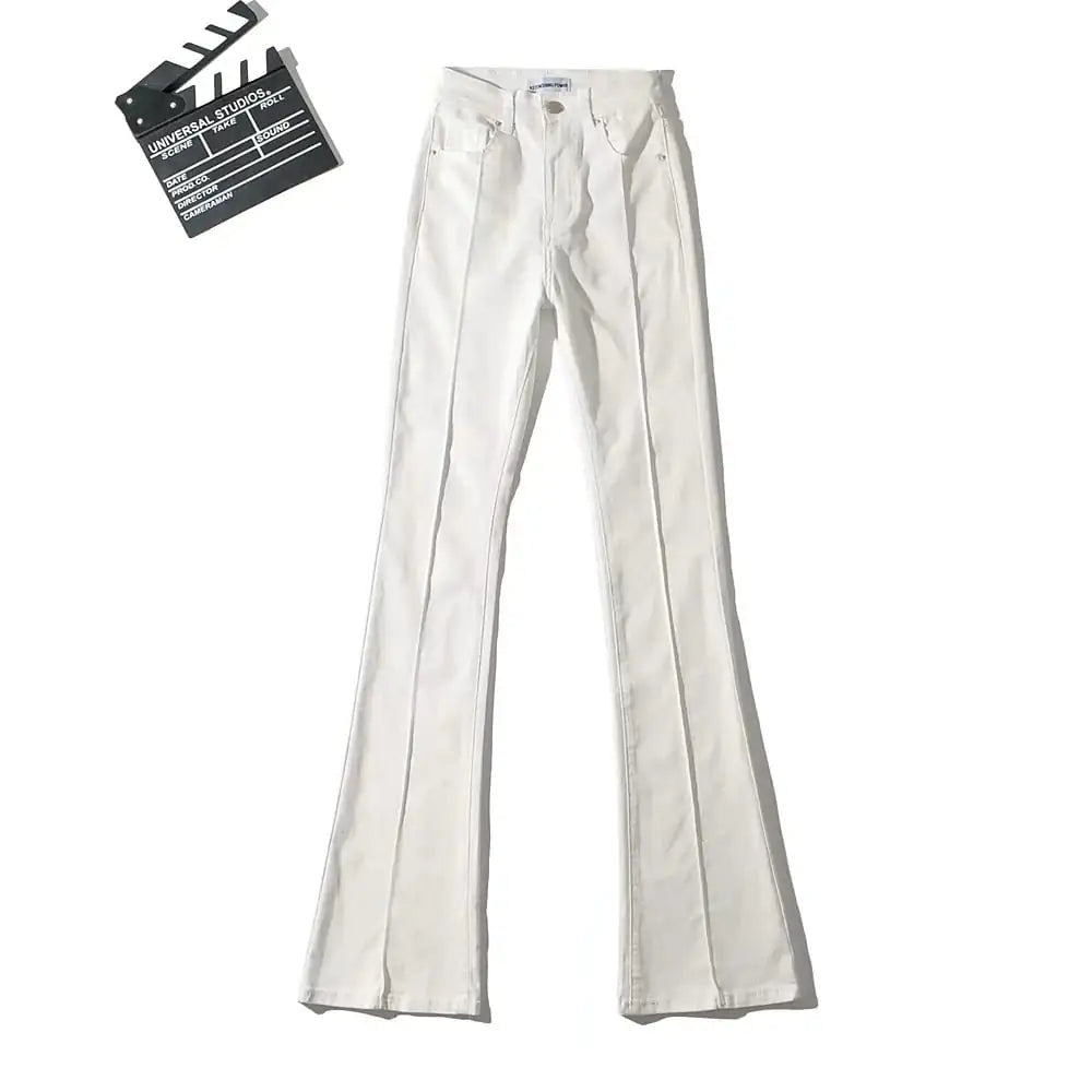 Retro High Waist Bootcut Pants with Hollow-out Design
