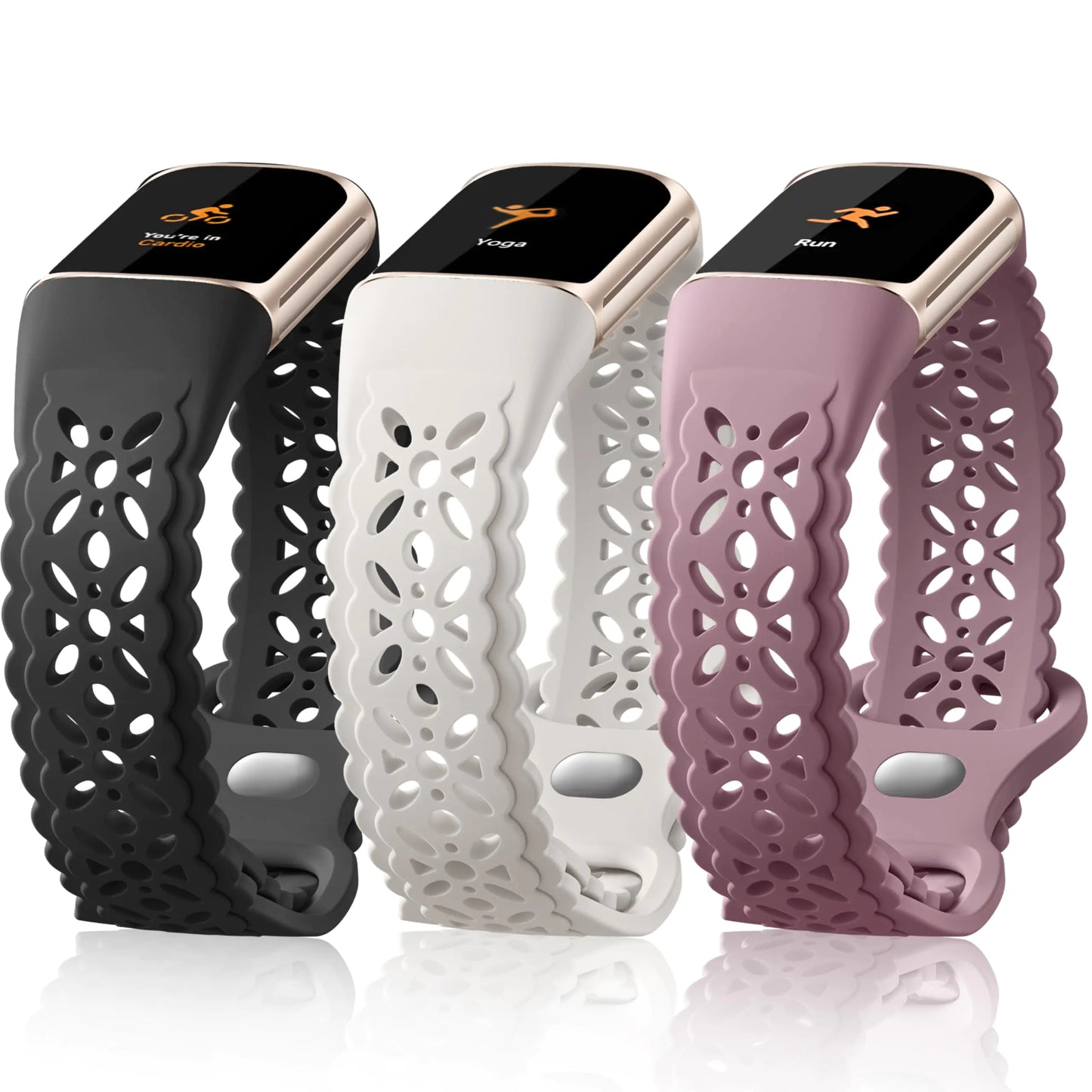 Maledan Compatible with Fitbit Charge 6 Bands for Women/Fitbit Charge 5 Bands Stylish Lace Floral Pattern Soft Breathable Sport Bands Waterproof Replacement Wristband for Fitbit Charge 5/ Charge 6