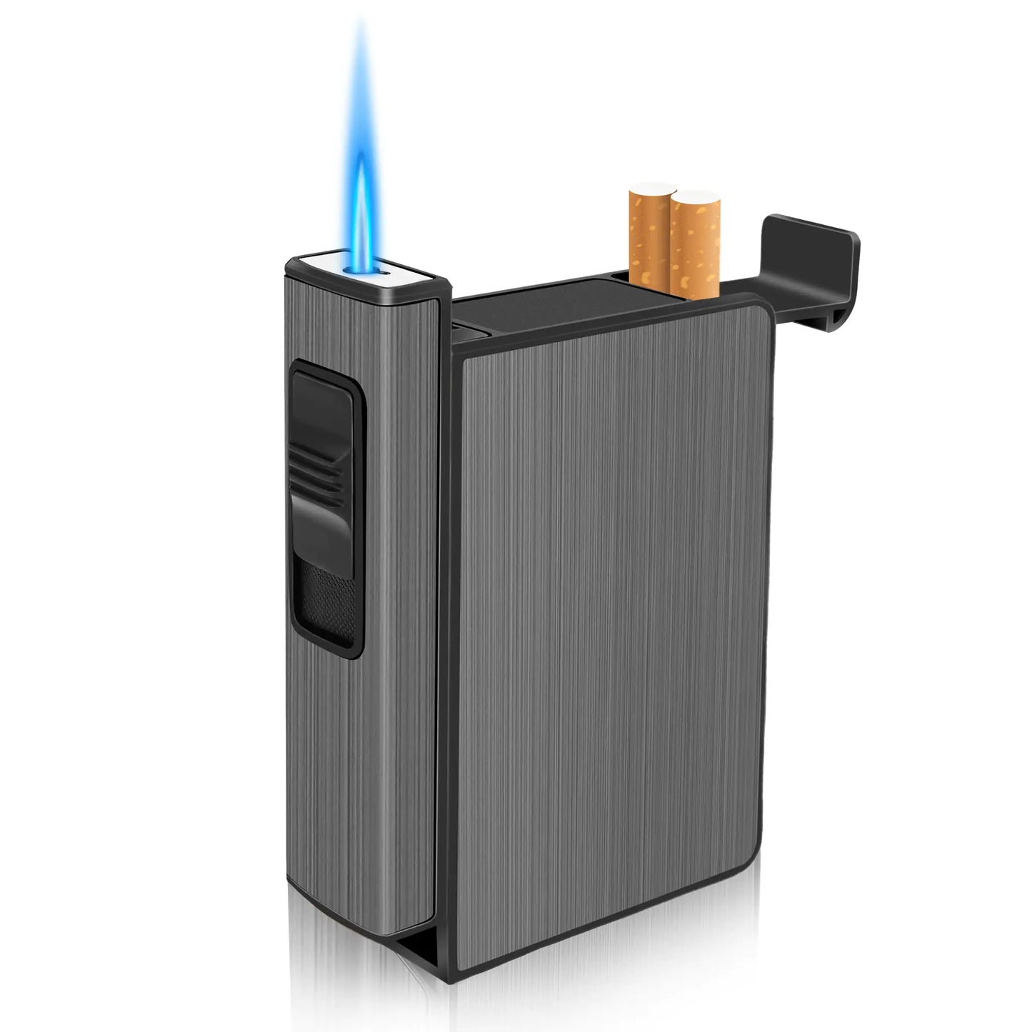 X-LIGHTER XL501 Cigarette Case with Lighter Removable Butane Torch Lighter No-Touch delivery Cigarette Smell & Moisture Proof Cigarettes Box Holder for 20pcs 84MM King Size Men’s Gift