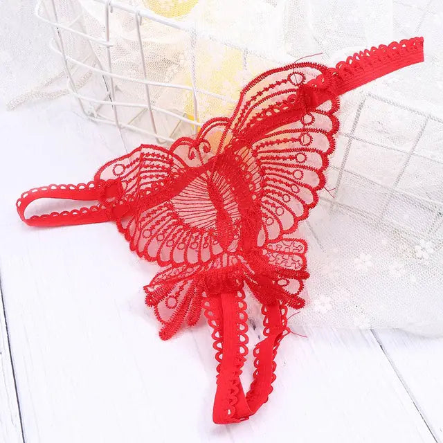 Lace Open-Crotch T-Back Panties for Women