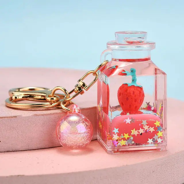 Acrylic Strawberry Sequin Keychain Pendant Gift