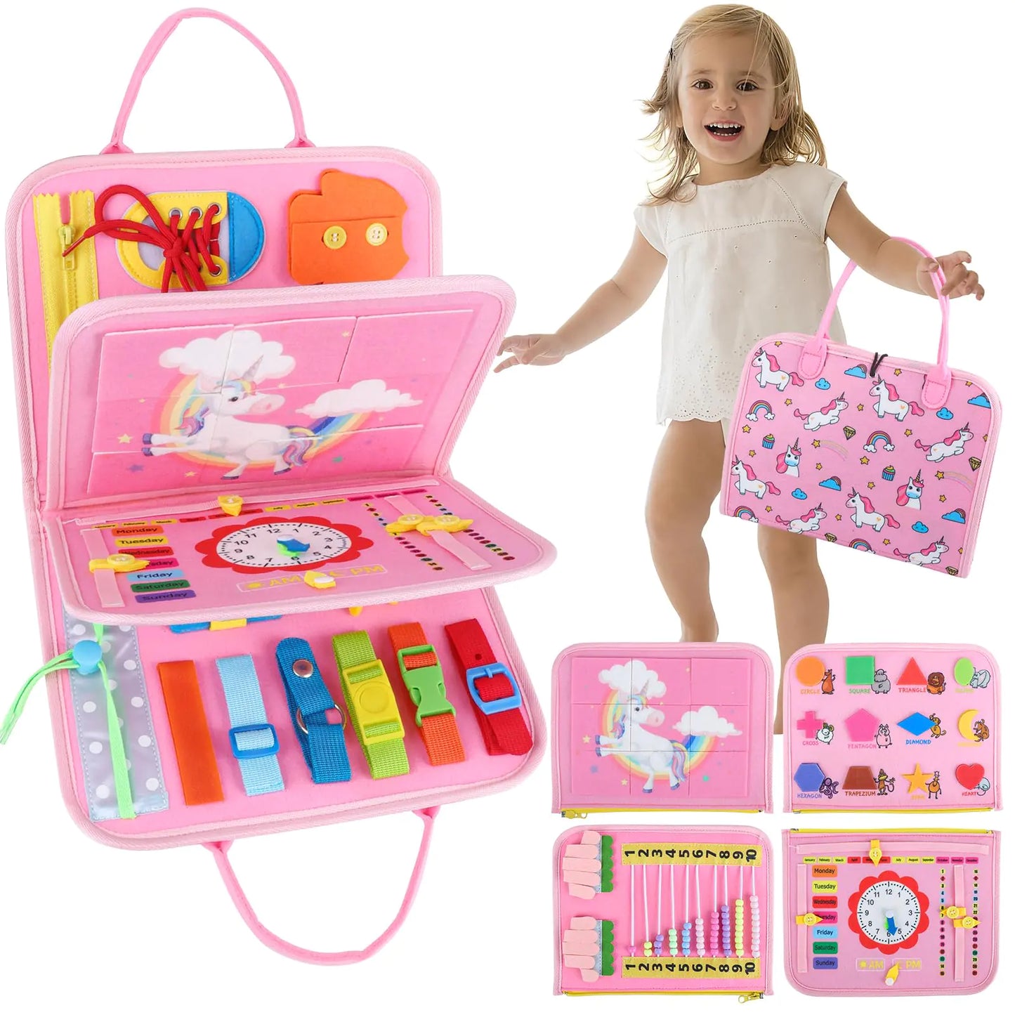 Toddler Busy Board - Montessori Toys for 1 2 3 Year Old Boy & Girl Birthday Gifts Educational Learning Sensory Busy Book for 1 Year Old Boys Kids Ages 2-4 Activities Toy for Airplane Car Travel