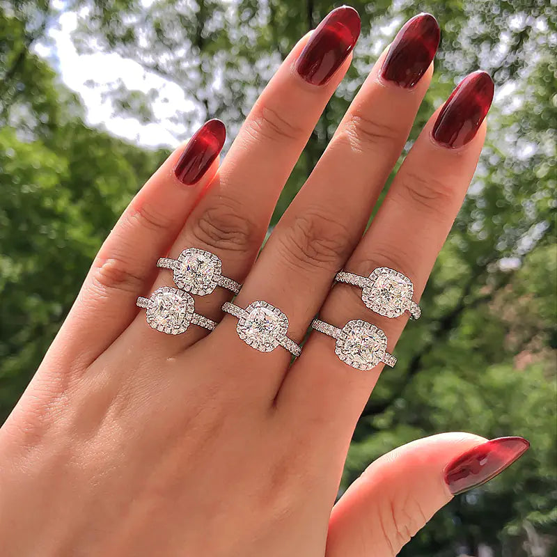 S925 Silver Luxury Moissanite Engagement Ring for Women