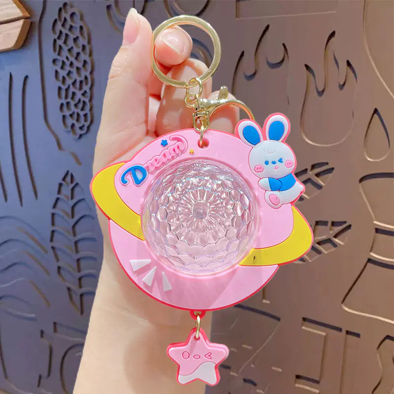 Cartoon Starry Rabbit Glowing Light Keychain Gift