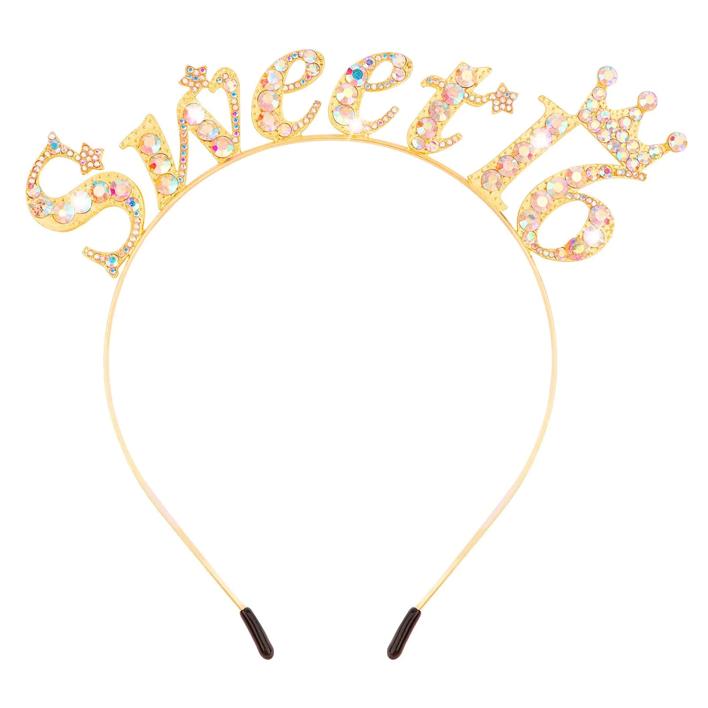 Chanaco Sweet 16 Birthday Headband Birthday Crown 16th Birthday Tiara Rhinestone Birthday Girl Headband Princess Crown for Girls Hair Accessories Happy Birthday Party Decorations