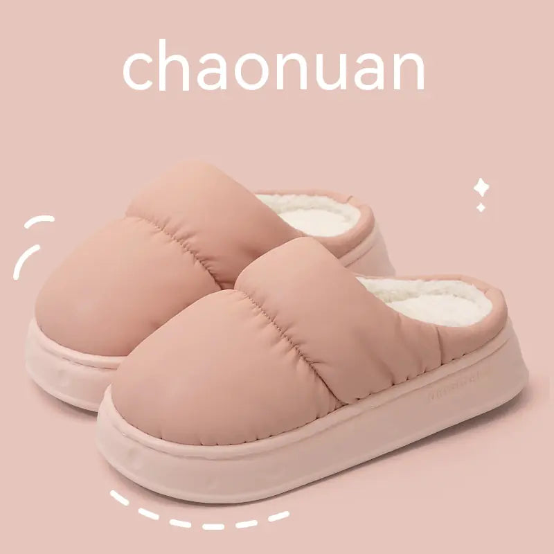Warm Plush Waterproof Cotton Non-slip Home Slippers