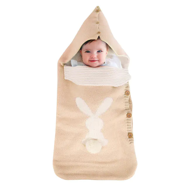 Knitting Rabbit Baby Sleeping Bag for Winter Use