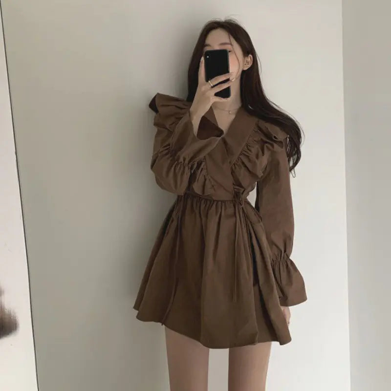 French Lolita Princess Dress with Lace Puff Sleeves