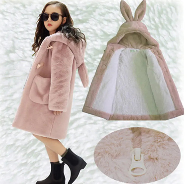 Thick Faux Fur Coat for Big Kids