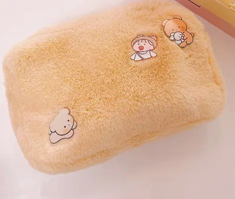 Korea Plush Cosmetic Bag - Large Capacity Pencil Case