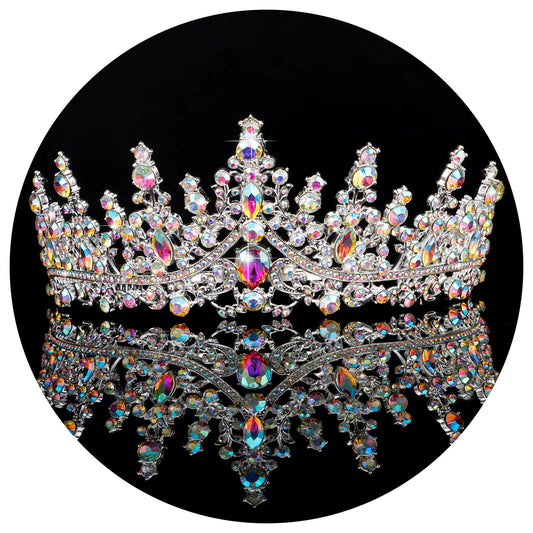 TOBATOBA AB Silver Tiaras and Crowns for Women Crystal Wedding Tiara for Bride Rhinestone Princess Tiara Queen Crown Halloween Costume Women Headpieces for Birthday Valentine Halloween Prom Pageant