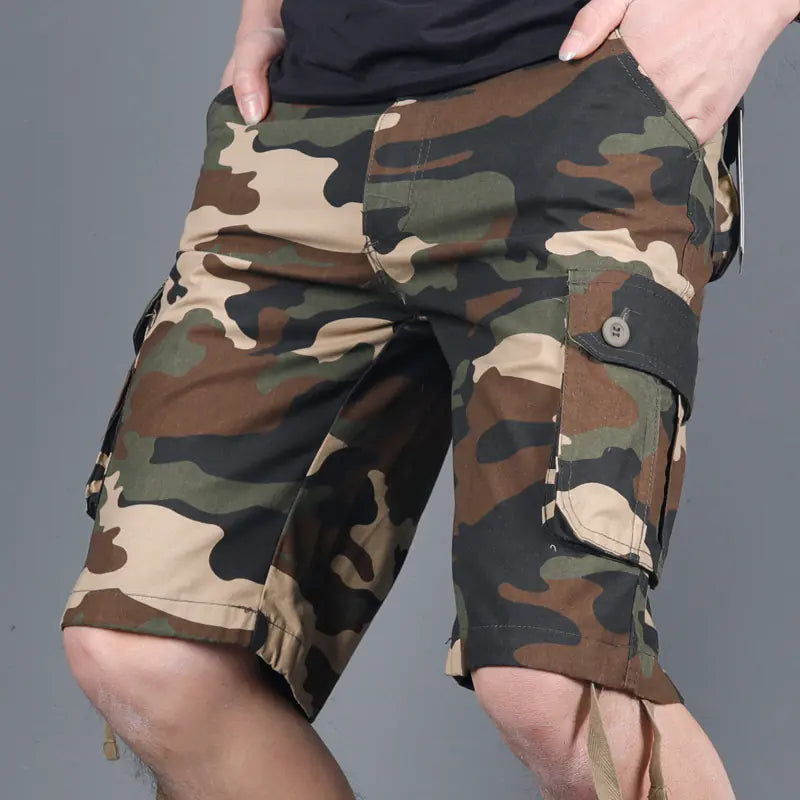 Men's Loose Camouflage Multi-Pocket Overalls Shorts