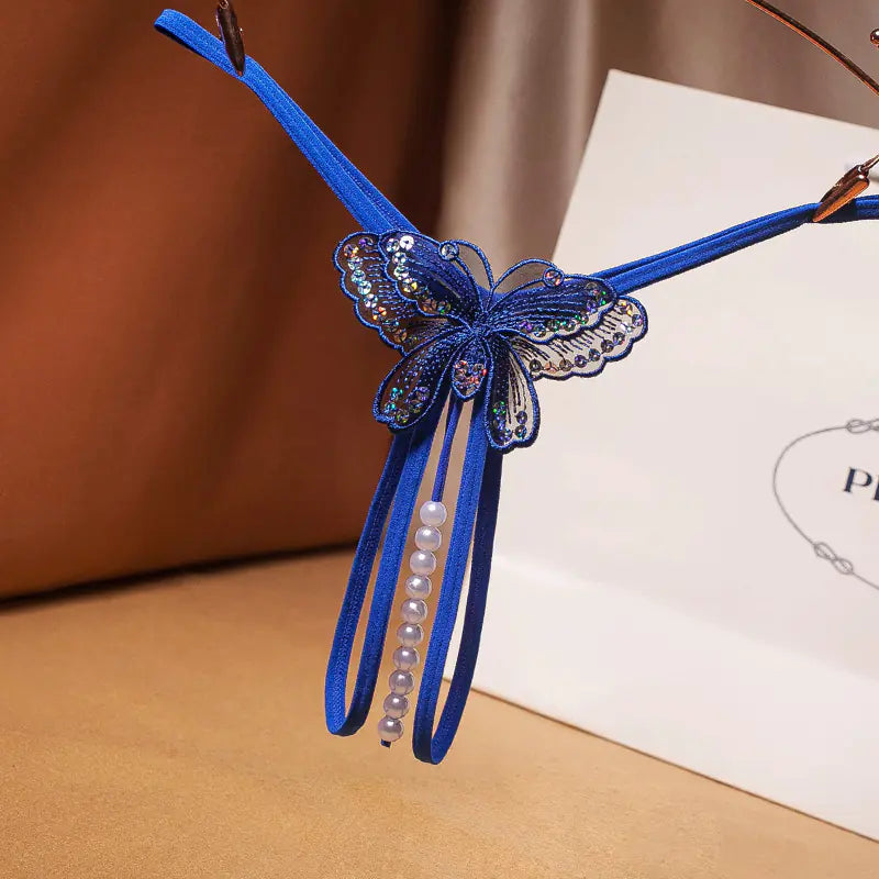 Transparent Pearl-Embellished T-Back Women's Panties