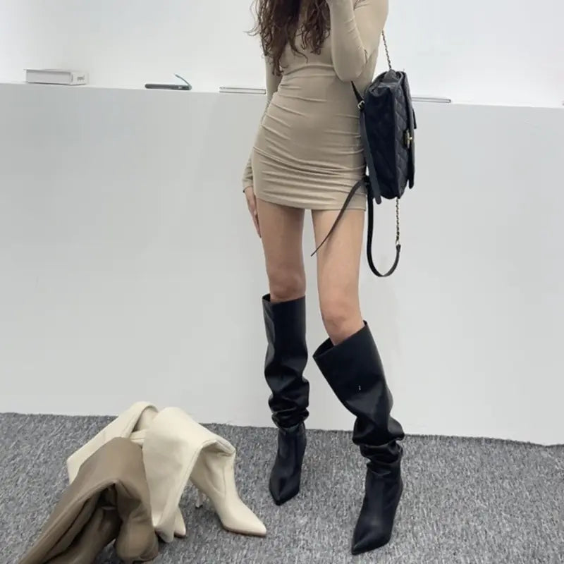 Pointed Toe Skinny Stiletto Tube Boots (New Style)