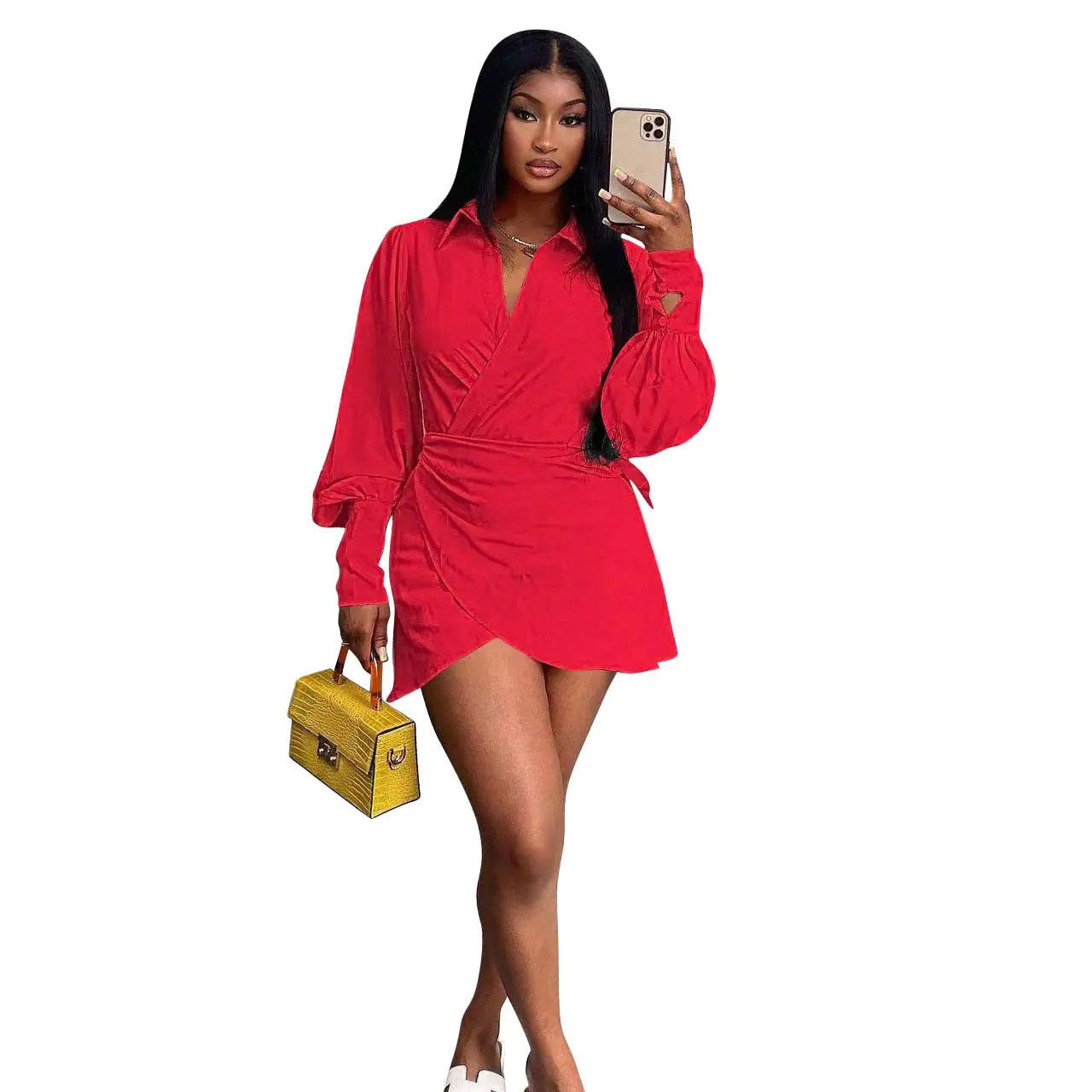 Solid Color Casual Fashion Shirt Dress