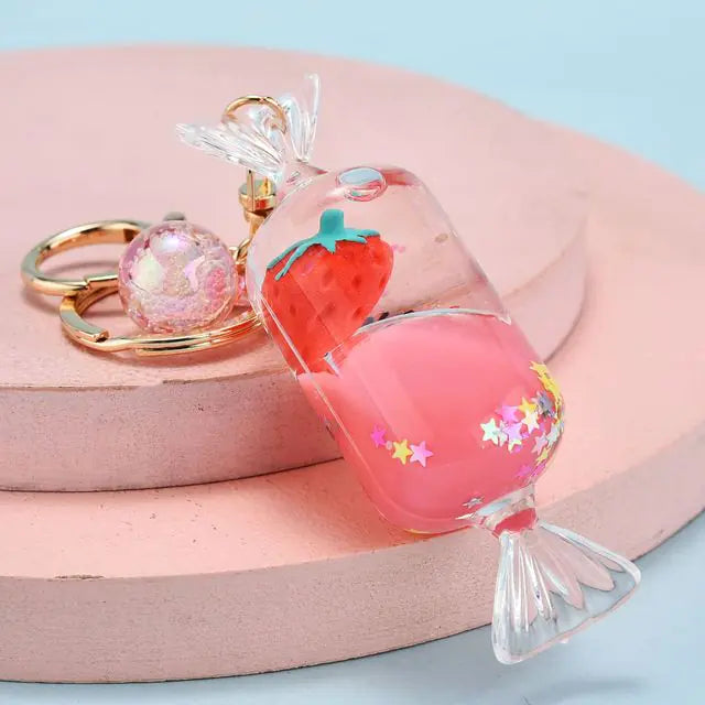 Acrylic Strawberry Sequin Keychain Pendant Gift