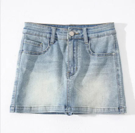 High Waist Denim A-Line Skirt