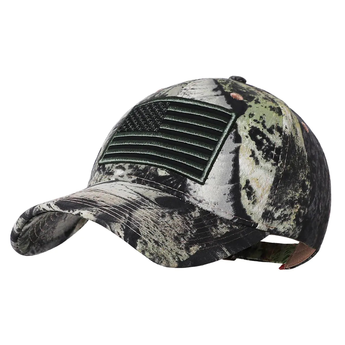 GODVINTAGE American Flag HatsUnisex Baseball Cap Women Men Adjustable Low Profile USA Plain Dad Hat (CAMO)