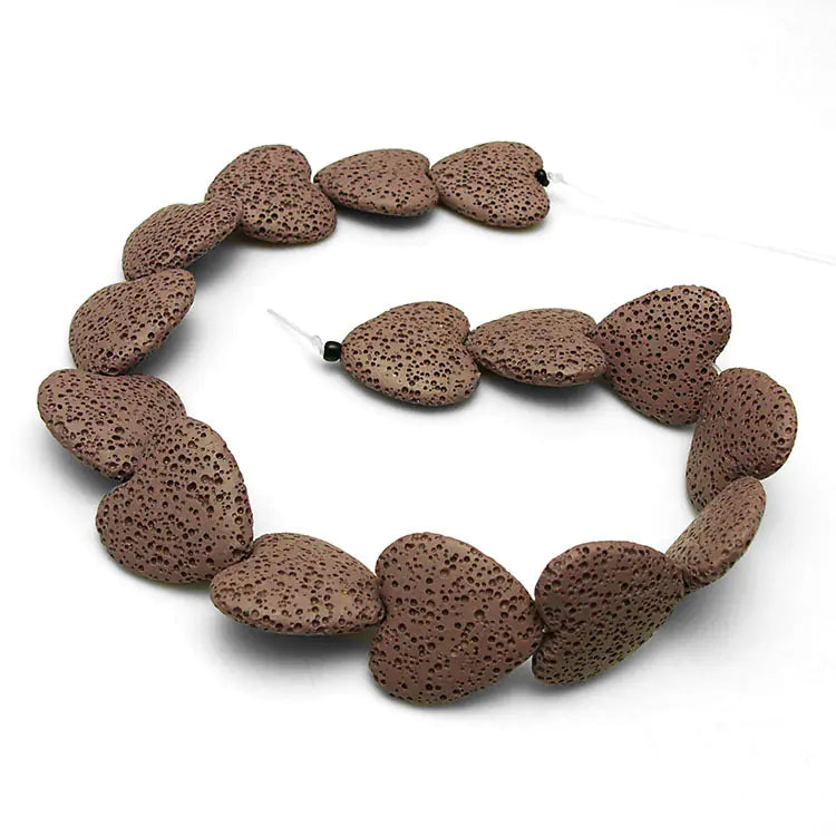 Colorful Heart-Shaped Volcanic Rock Bracelet