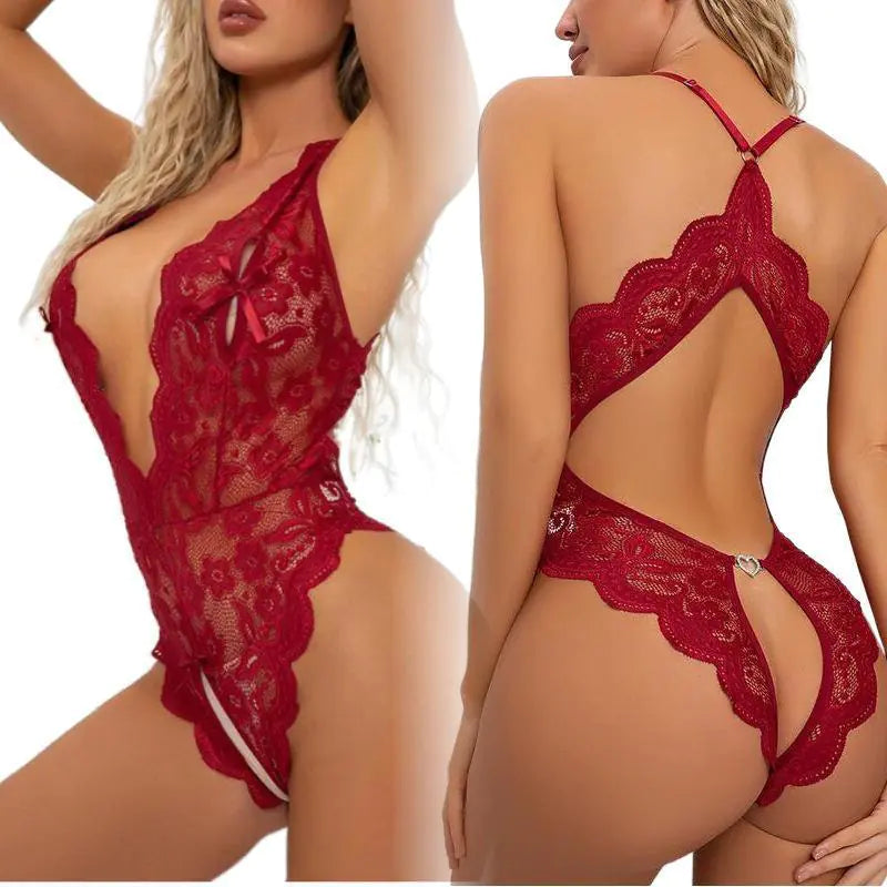 New Plus Size Lace Lingerie with Open Crotch Design