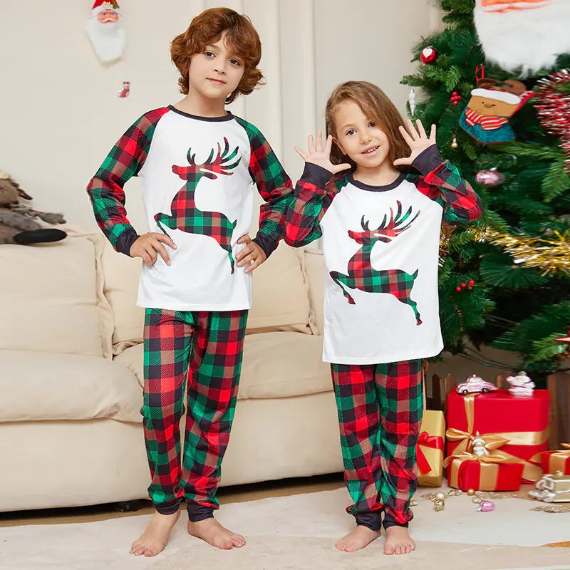 2024 Christmas Family Cartoon Reindeer Pajama Set