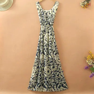 Bohemian Floral Chiffon Maxi Dress for Women