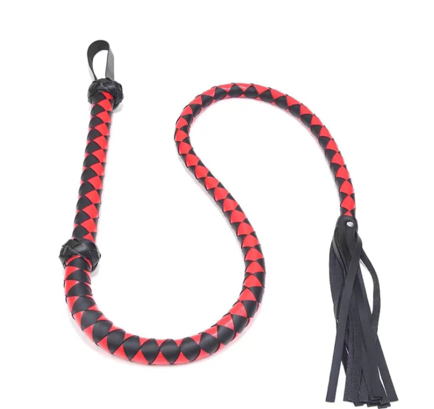 Black Snake Whip - Leather BDSM Toy and Prop