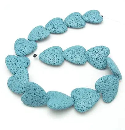 Colorful Heart-Shaped Volcanic Rock Bracelet