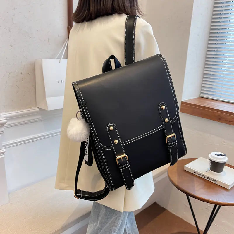 Women’s Large PU Leather Backpack for Travel & School