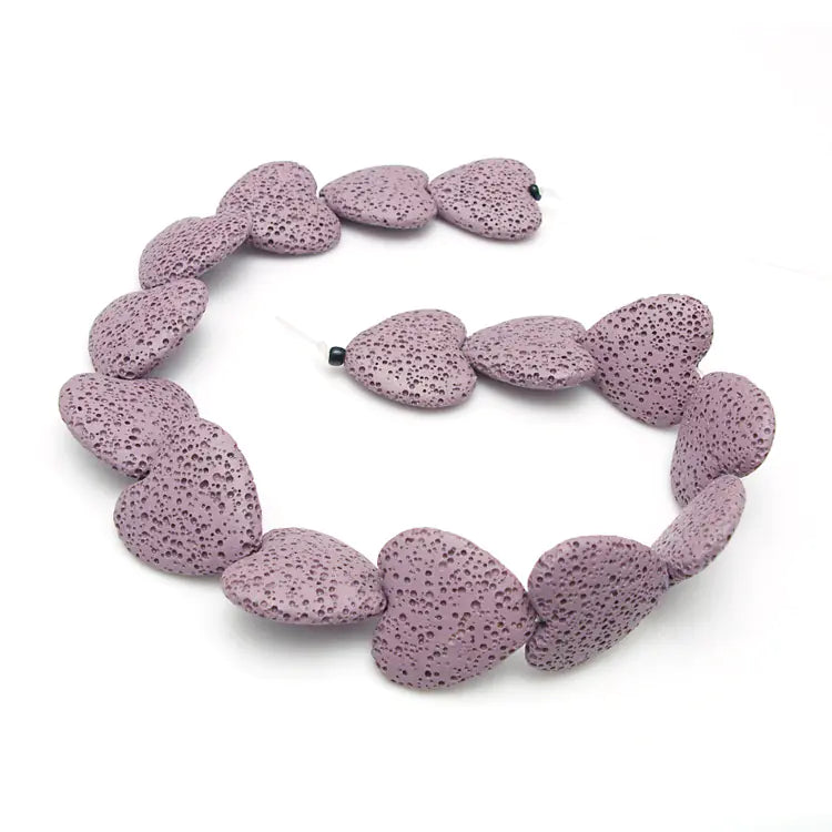 Colorful Heart-Shaped Volcanic Rock Bracelet