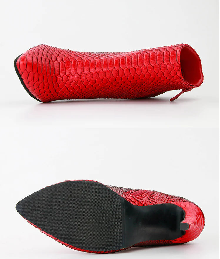 Crocodile Pattern High Heel Ankle Boots