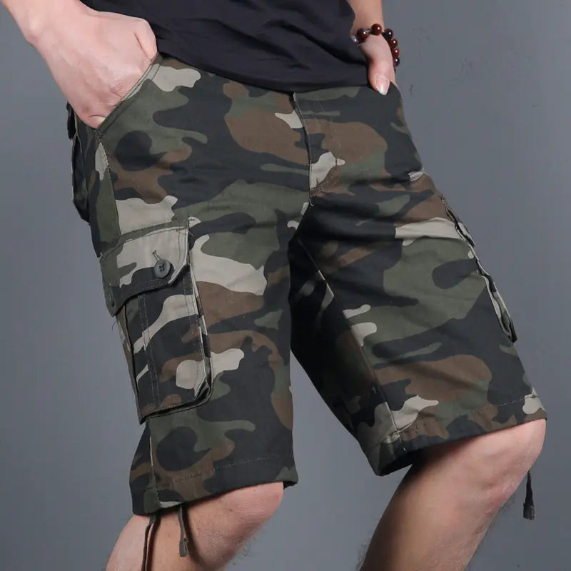 Men's Loose Camouflage Multi-Pocket Overalls Shorts