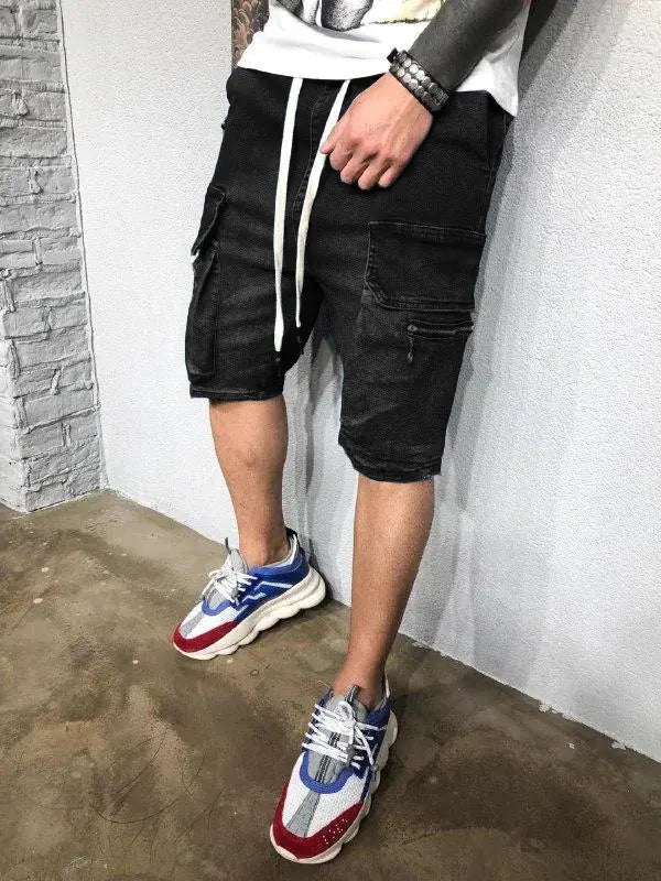 Men's Denim Shorts - Popular Five-Point Overalls