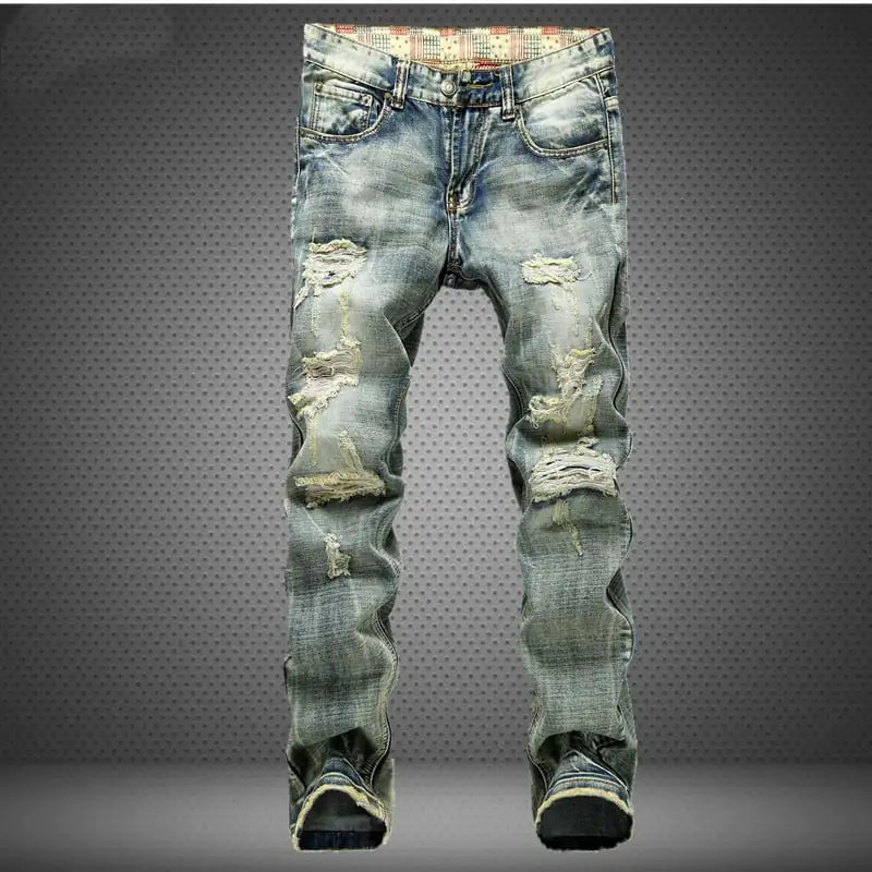Destruction Print Men's Mid-Rise Jeans