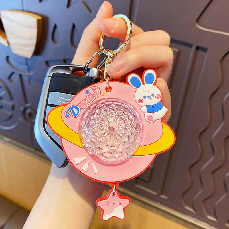 Cartoon Starry Rabbit Glowing Light Keychain Gift