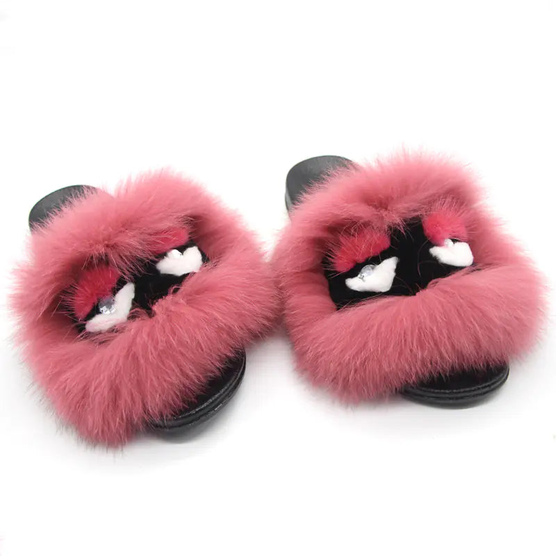 Fashion Faux Fur Slippers for Women - Non-Slip Design