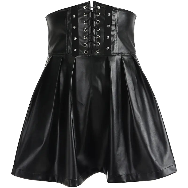 High-Waisted Pleated Skirt with Tie Waist Detail