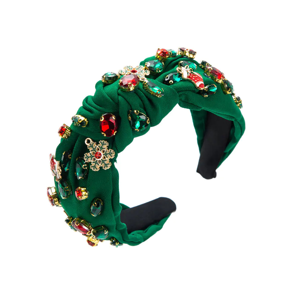 Handmade Christmas Tree Headband with Knot Design