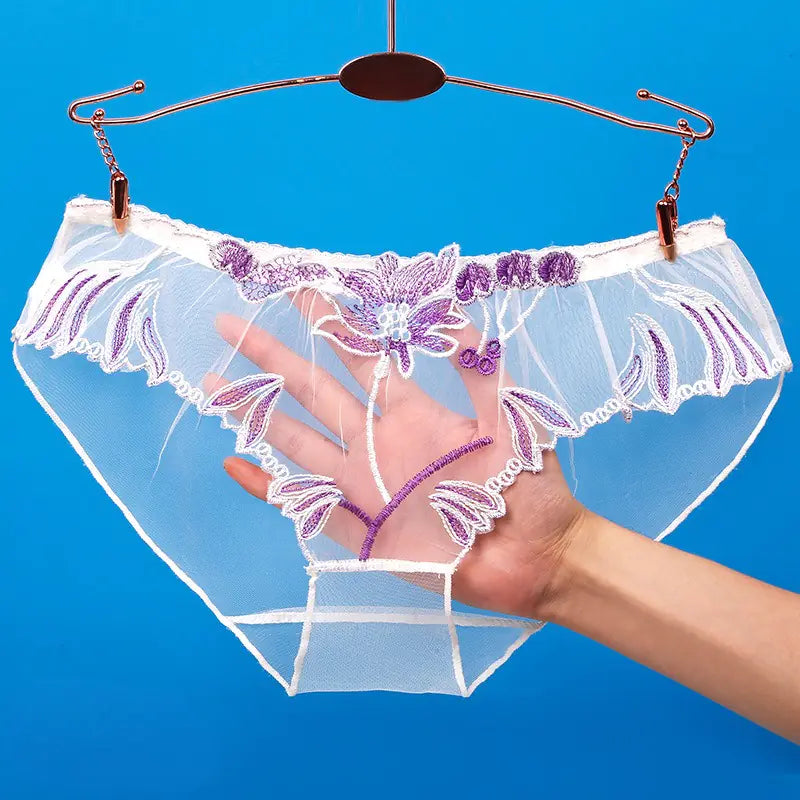 Transparent Lace Mesh Women's Underwear - Low Waist Sexy