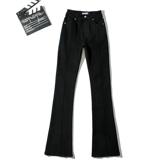 Retro High Waist Bootcut Pants with Hollow-out Design