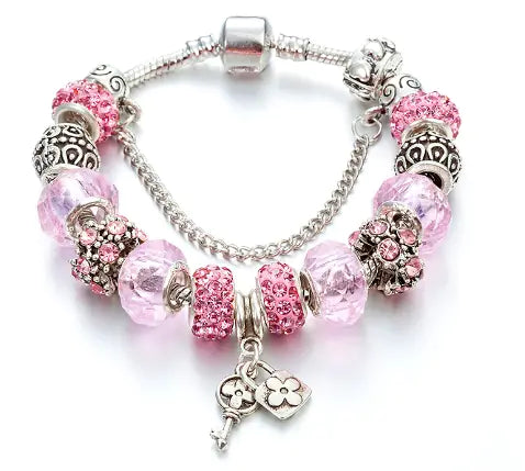 Big Hole Glass Bead Key Pendant Bracelet in Fashion Design