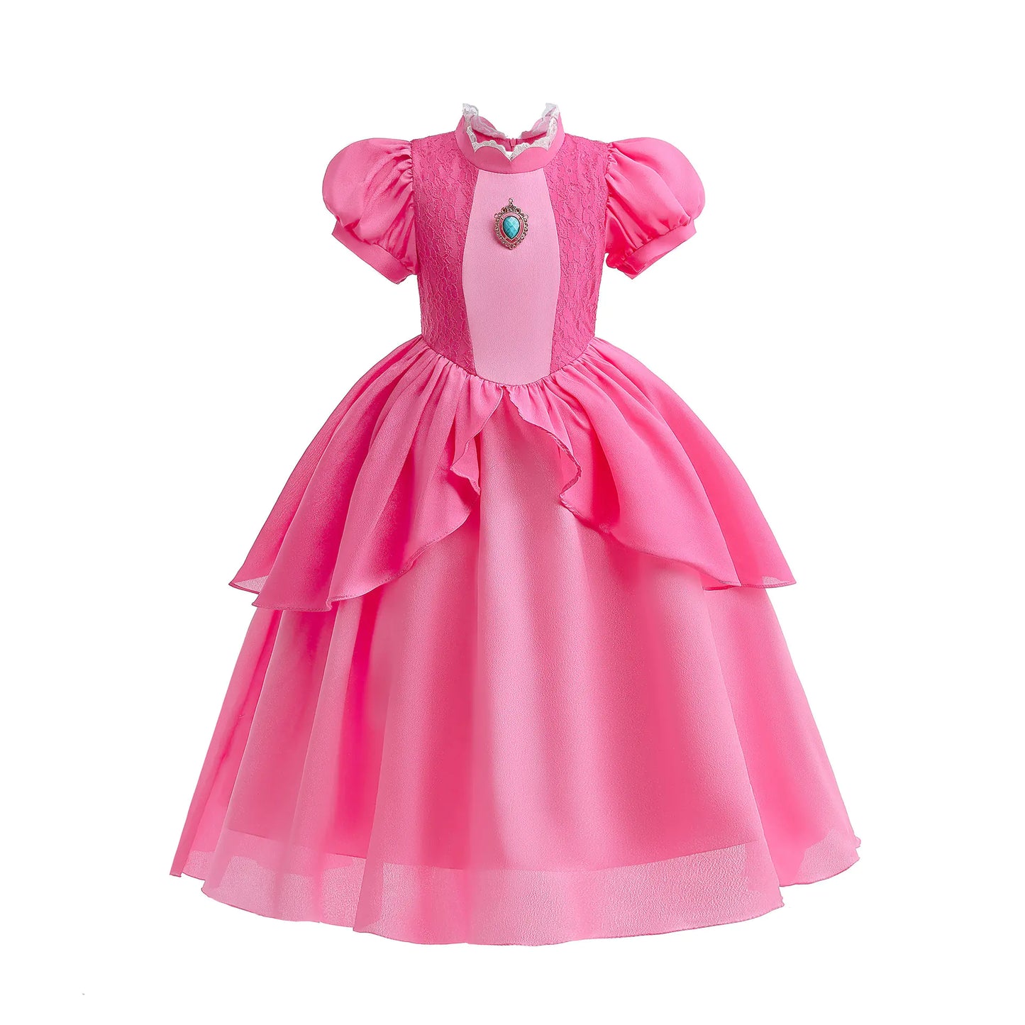 Princess Peach Cosplay Dress with Puff Sleeves