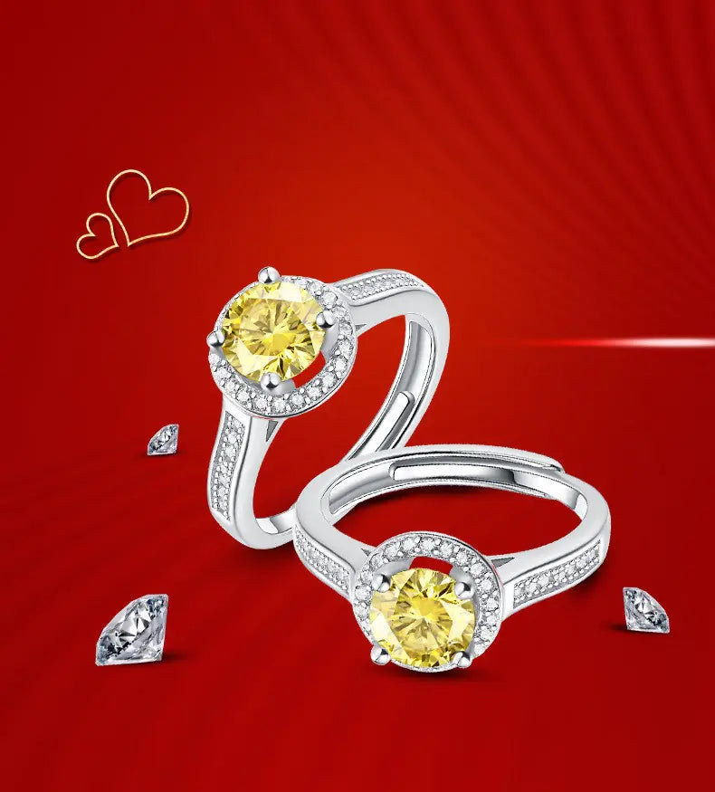 Adjustable Silver S925 Moissanite Ring for Women