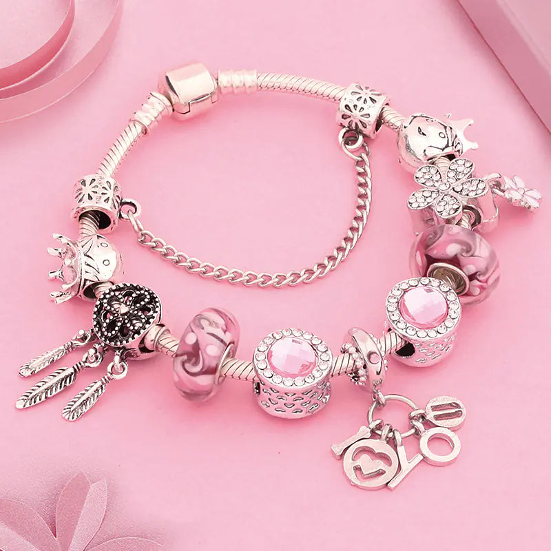 Romantic Glass Bead Bracelet for Women