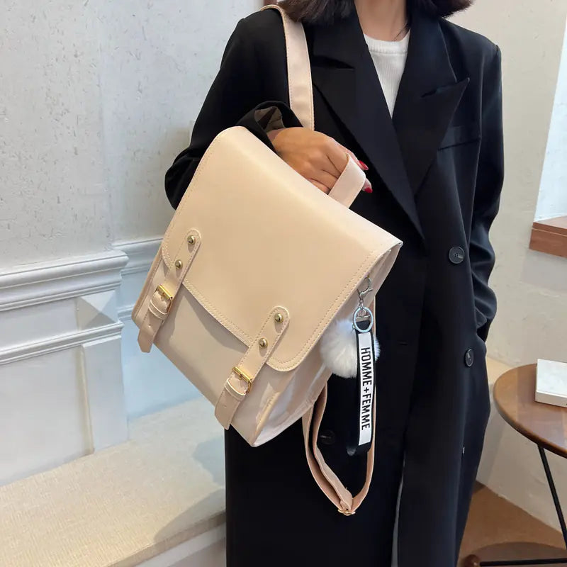 Women’s Large PU Leather Backpack for Travel & School