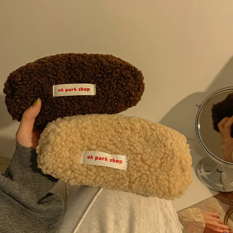 Plush Lamb Hair Cosmetic Bag - Large Capacity Organizer